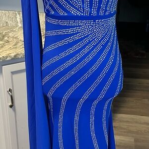Elegant Blue Rhinestone Dress
